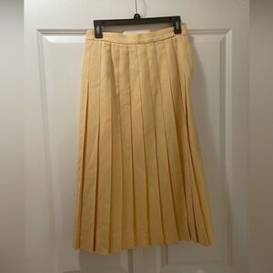 Vintage 1980 Wool Pleated Talbots Petites Yellow Lined Long Skirt Size 8